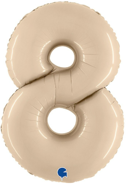 Folienballon - Zahl 8: Creme - ø 102cm